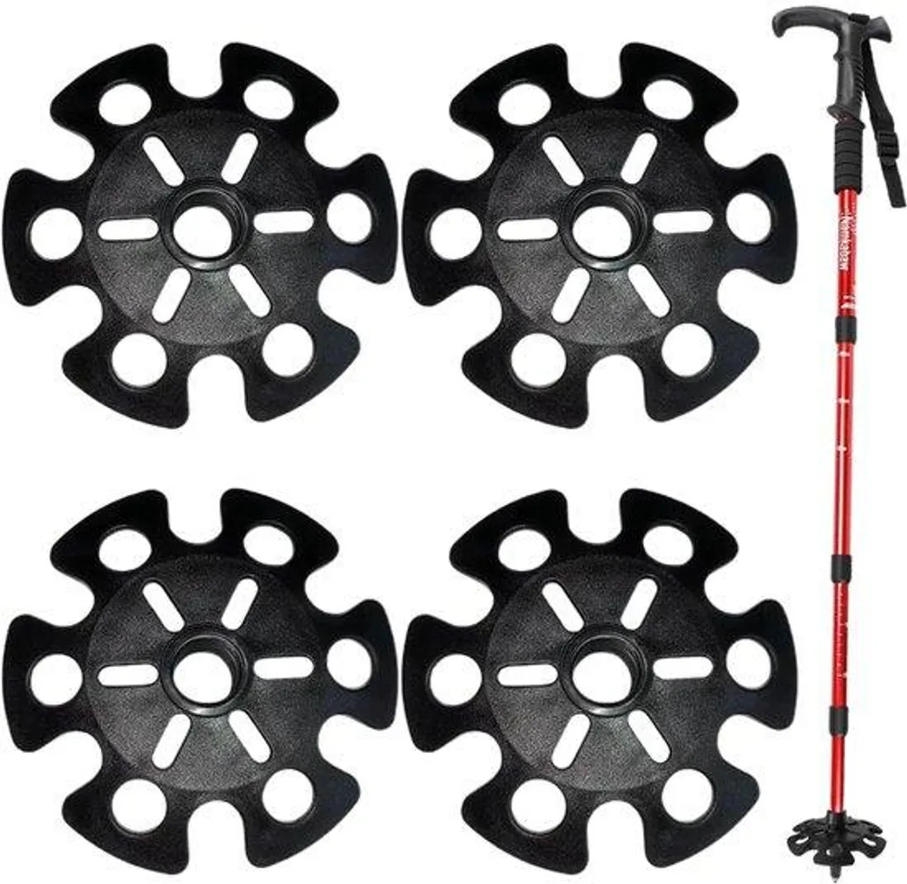 Bâtons de randonnée en caoutchouc - Lot de 4 embouts noirs universels