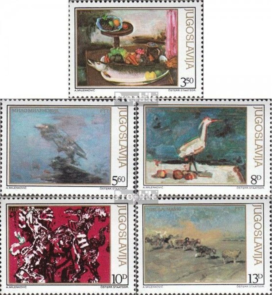 Briefmarken Jugoslawien 1981 Mi 1911-1915 (kompl.Ausg.) postfrisch Tiergemälde