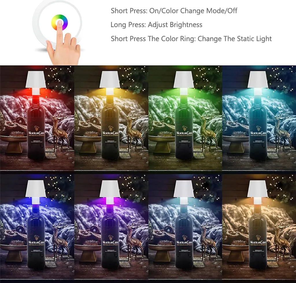 Led Lampe Bouteille Rechargeable RGB avec Commande Tactile pour Déco - 5