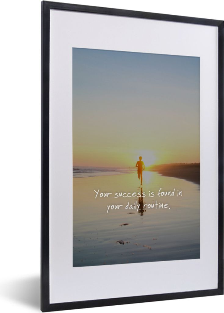 MuchoWow MuchoWow Gerahmtes Poster Sprichwörter - 'Dein Erfolg liegt in deiner täglichen Routine' - Zitate - Sport 40x60 cm - Poster mit zchw...