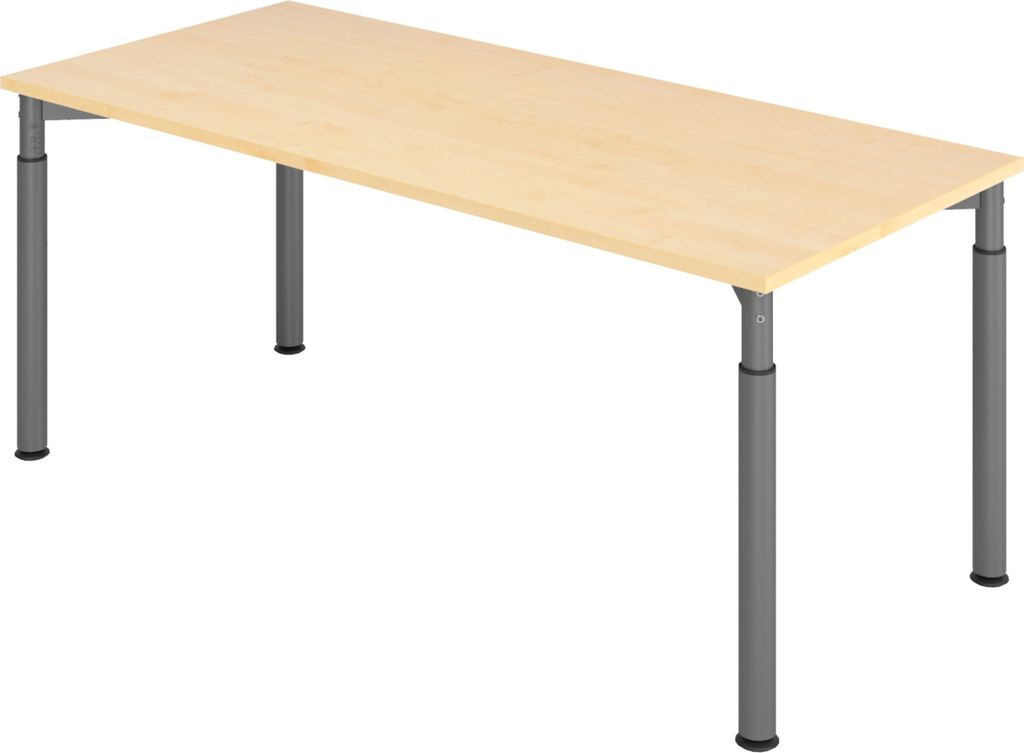 bümö Schreibtisch Serie-Y - Nachbildung Ahorn, Gestell: Graphit, Größe: 180 x 80 cm