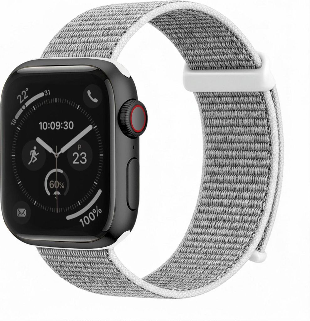 Smartwatch Armband für Apple Watch Series 5 44mm Nylon Textil Band Ersatzband Wechselband Klettverschluss flexibel atmungsaktiv Grau