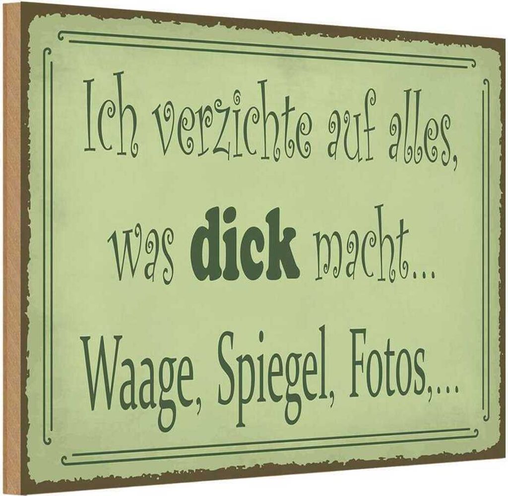 vianmo Holzschild 12x18 cm ich verzichte Waage Spiegel Foto Spruch Zitat