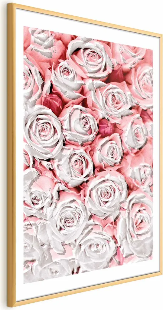 Quadro Rose Bianche 40x60 Cornice Oro con Passepartout di Lusso