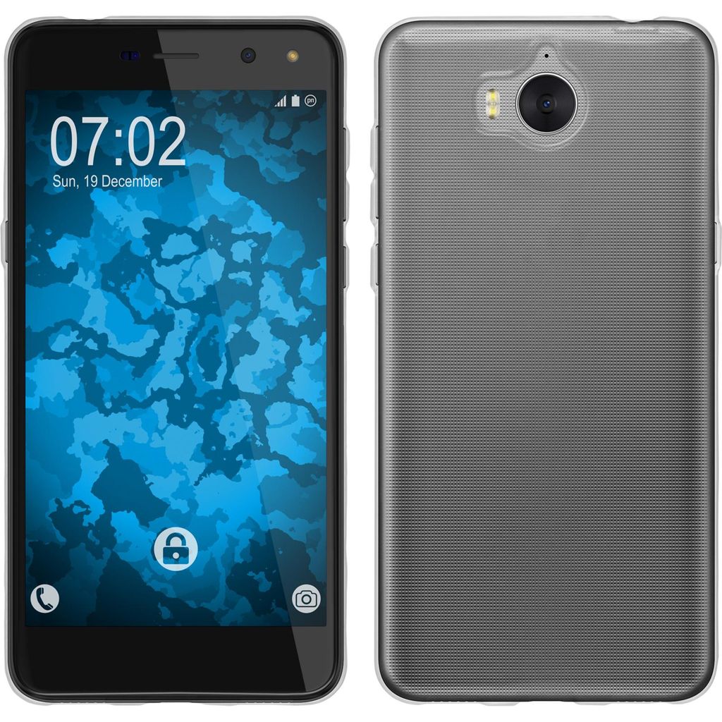 PhoneNatic Case kompatibel mit Huawei Y5 2017 - Crystal Clear Silikon Hülle transparent + 2 Schutzfolien