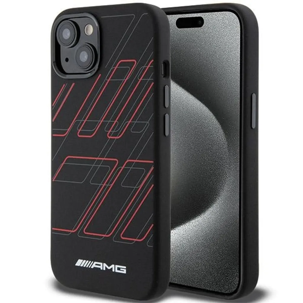 Cover iPhone 15 AMG Originale Silicone Nero MagSafe Motivo Rombi