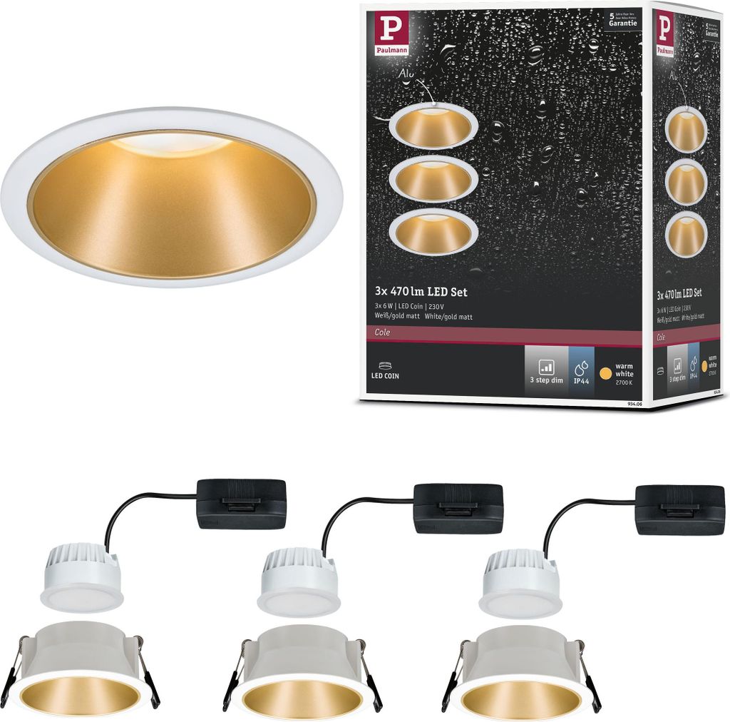 Paulmann LED Einbauleuchte Cole 3er-Set Produktbild 