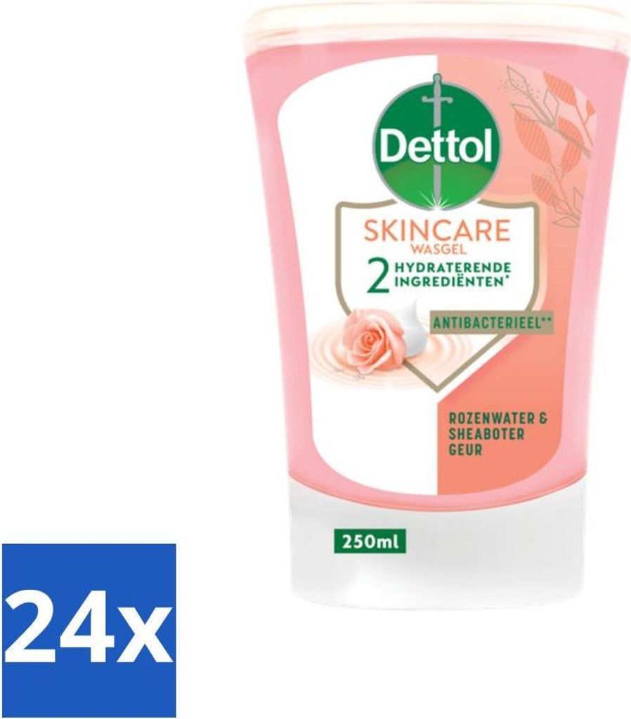Dettol - Waschgel Nachfüllpackung - Hautpflege - Rosenwasser & Sheabutter - 250 ml - Vorteilspack - 24 Stücke