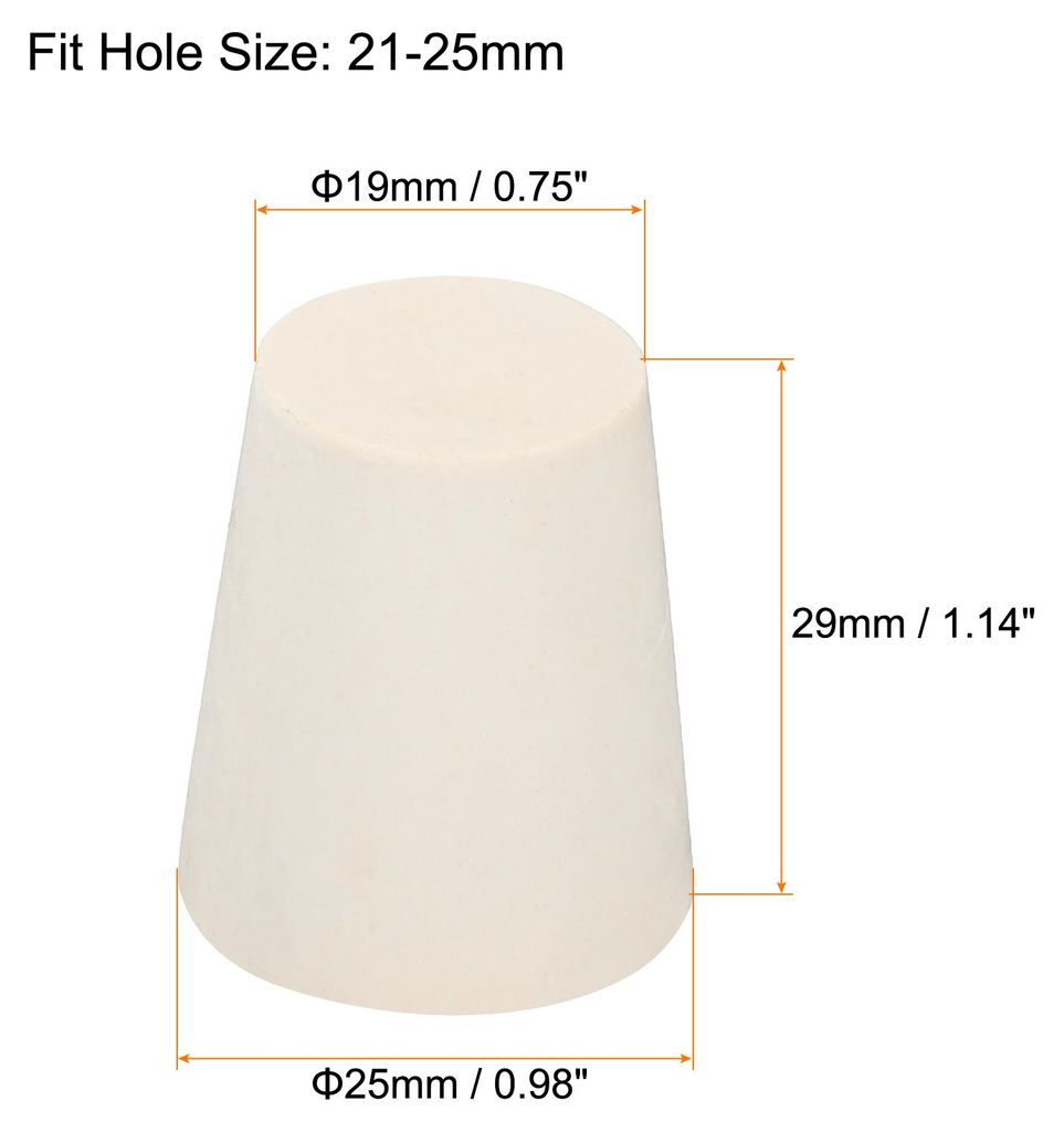 6Stk Gummi Konisch Stecker 19mm bis 25mm Solid Test Rohre St?psel Stopfen Wei? fš¹r Lab Haus