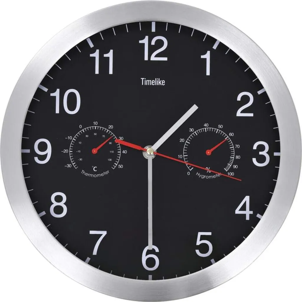 vidaXL Orologio Parete Nero 30cm: Quarzo, Temperatura e Umidità