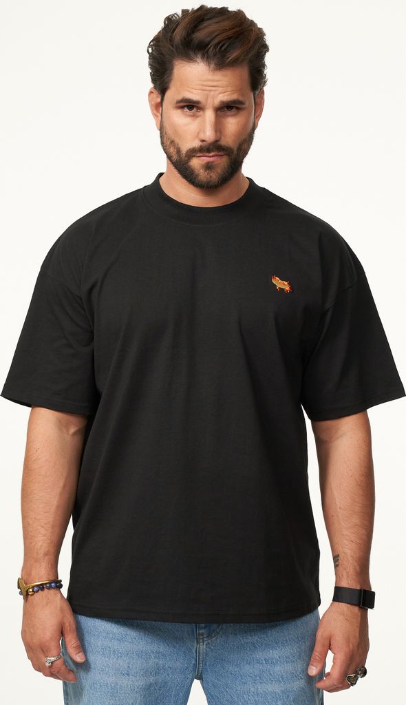 SOULSTAR Herren T-Shirt mit Stickerei Herren Oversize-Fit Kurzarm Shirt mit Rundhals-Ausschnitt