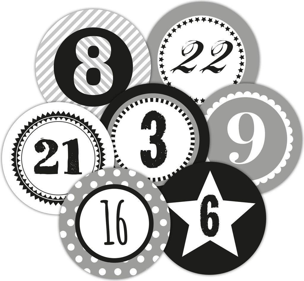 Adventskalenderzahlen in liebevoll gestalteten Designs 48 Produktbild 