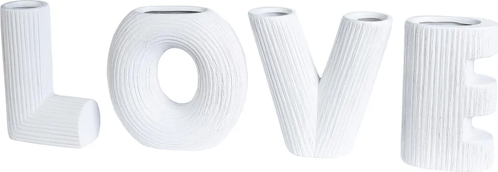 Vase Décoratif Table Mariage et Maison - Set 4 Vases Love Blanc 15cm