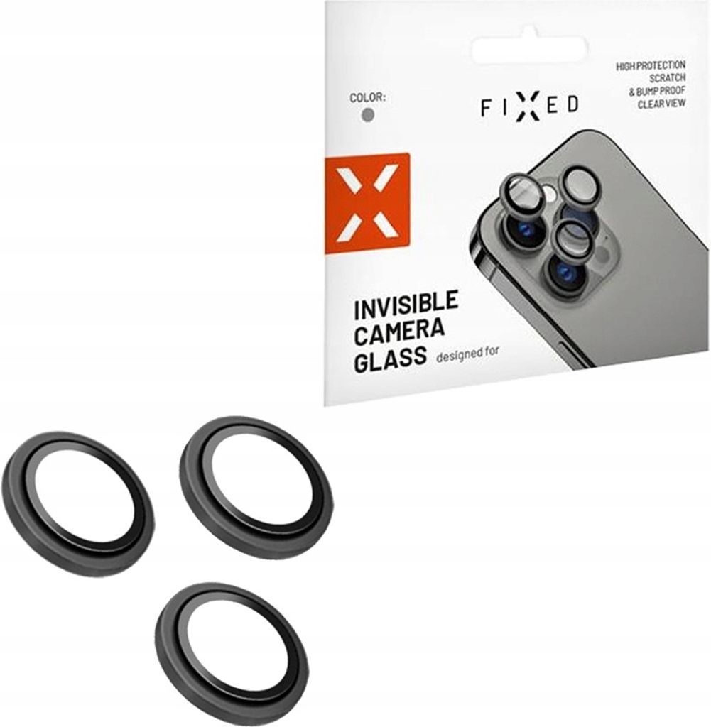 Fixed Glas Gehärtetes Glas Hartglas Schutzglas Handyglas für die Kamera für iPhone 15 / 15 Plus Grau