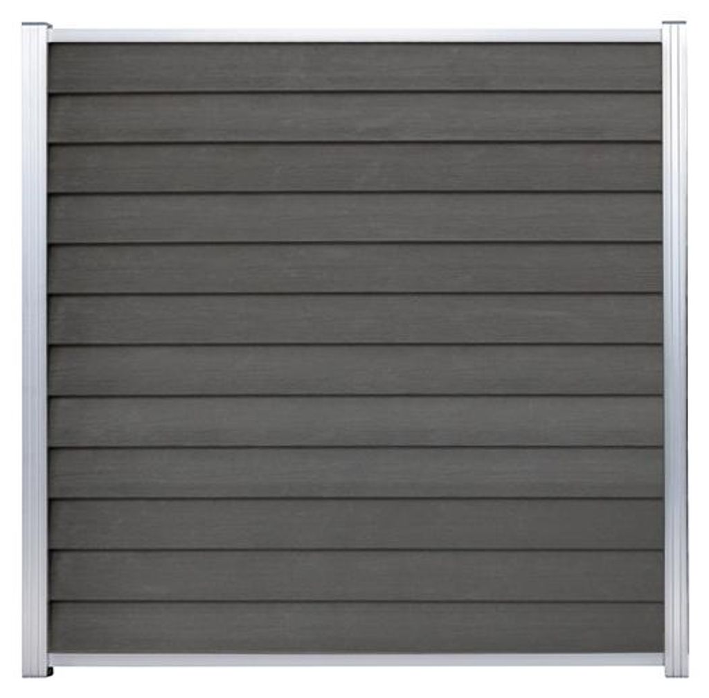 Ligna Gard WPC Zaun Bornholm ca. 180 x 180 cm Sichtschutz Steckzaun Multicolor Anthrazit Holzstruktur Aluminium Silber Ohne Pfosten
