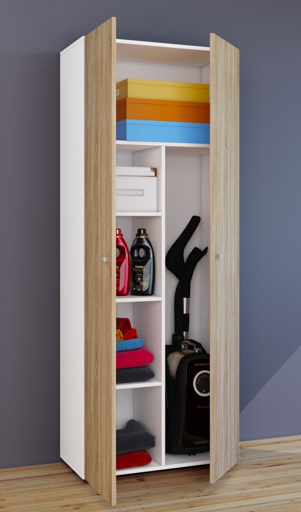 VCM Besenschrank | 6 Fächer | Maße: B. 70 x  H. 178 x T. 40 Produktbild 
