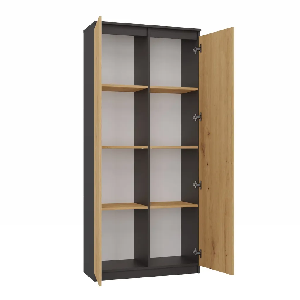 Bibliothèque de bureau KALEV bicolore chêne artisanal robuste et design - 5