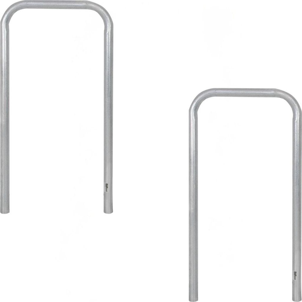 2x Fahrradanlehnbügel 115x58 cm Stahl feuerverzinkt Ø 48 mm zum Einbetonieren Fahrradparker in grau