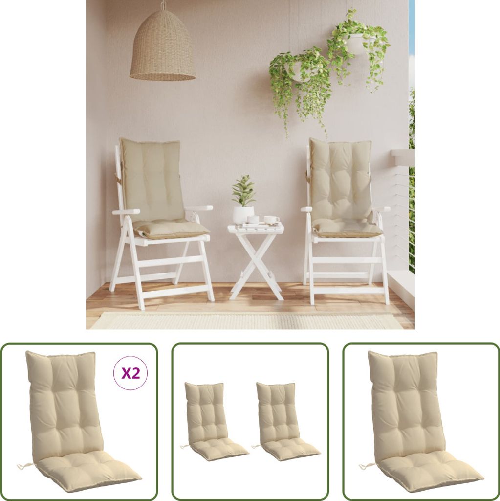 The Living Store Hochlehner-Auflagen 2 Stk. Beige Oxford-Gewebe