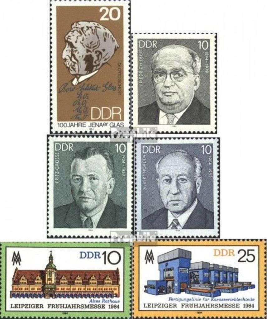Briefmarken DDR 1984 Mi 2848,2849-2851,2862-2863 (kompl.Ausg.) postfrisch 100 Jahre Jenaer Glas