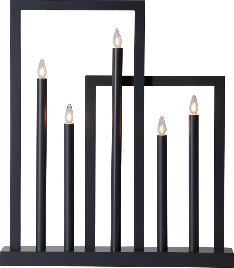 Porte-bougie FRAME E10 Noël en bois et acier anthracite L45cm - 5x3W