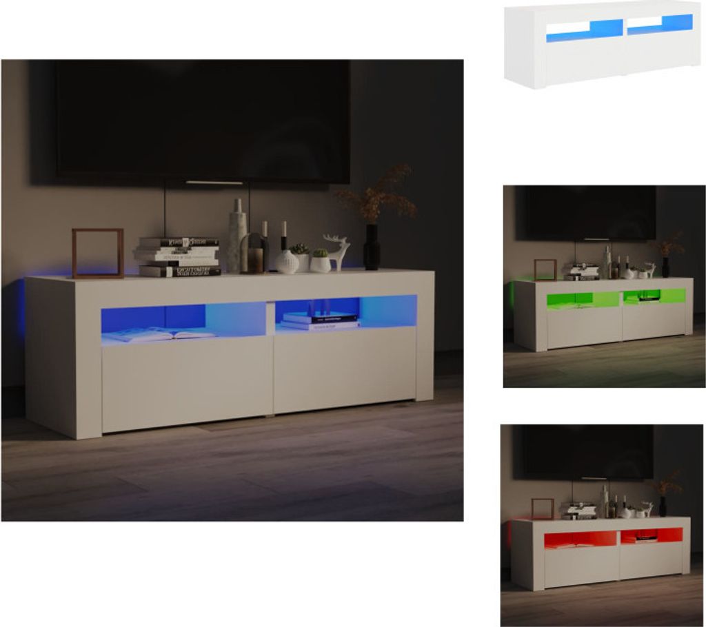 vidaXL TV-Schrank mit LED-Leuchten Weiß 120x35x40 cm - TV-Möbel