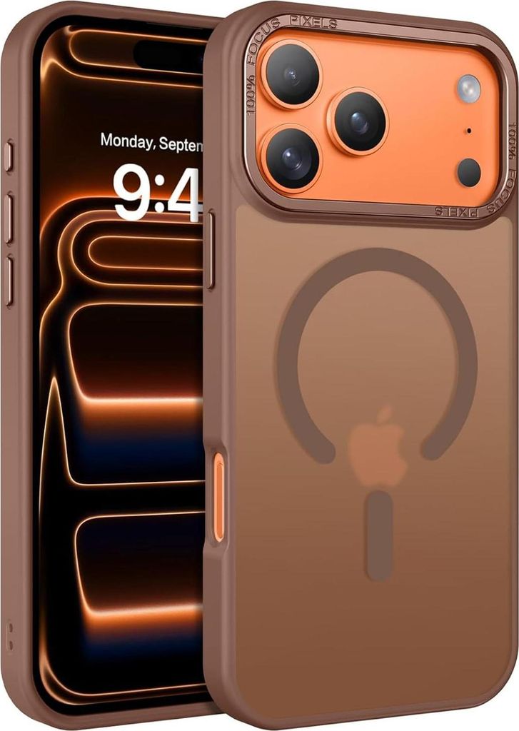 Handyhülle für iPhone 17 Pro Hülle MagSafe kompatibel mit Metall Kamerarahmen Magnet Case TPU Kantenschutz