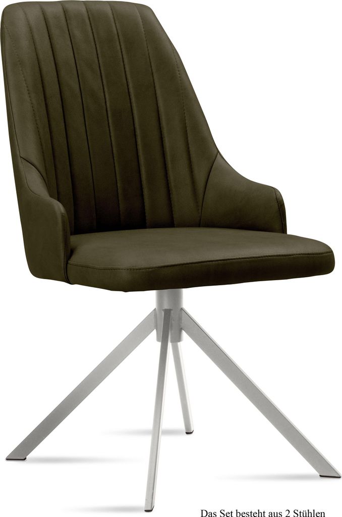 Esszimmerstuhl (2er-Set) Dorrit 52x91x60 Edelstahl/Khaki