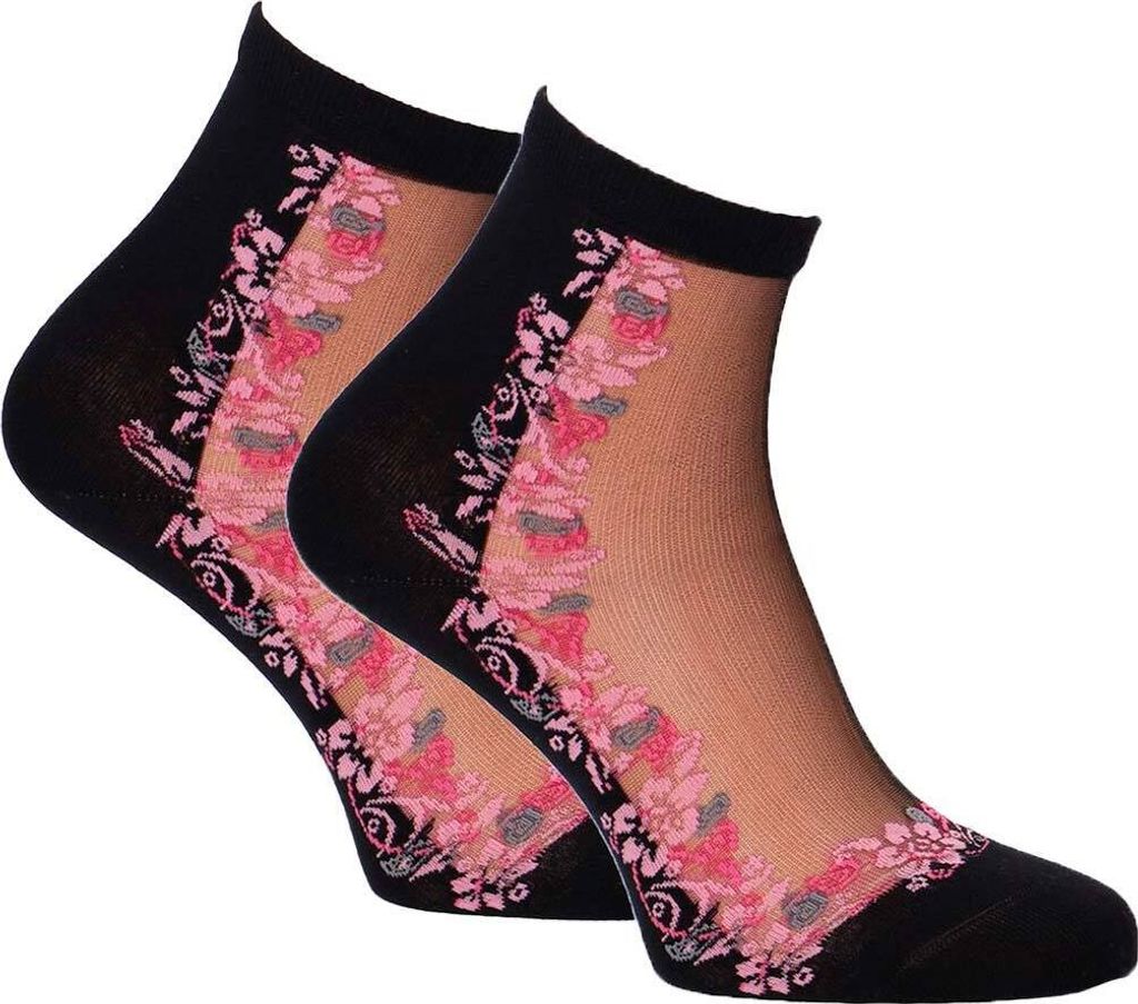 Tamaris Damen Söckchen mit Blumendesign black-35.38