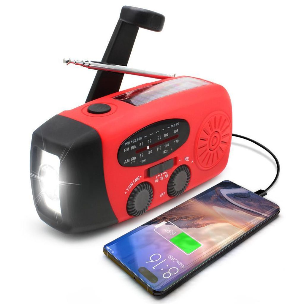 Notfallradio mit Solarpanel und Handkurbel, 2000mAh Produktbild 