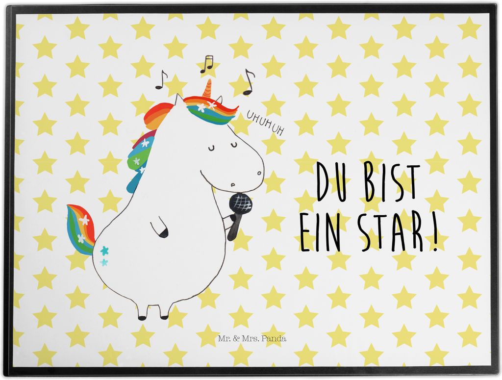 Mr. & Mrs. Panda schreibtischunterlage Einhorn Sänger - Weiß - Geschenk, Unicorn, Einhörner, schreibtischunterlagen, Geburtstag, tischpad, baste...