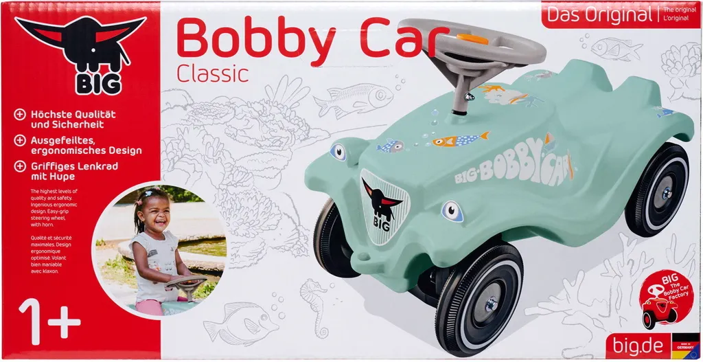 BIG Bobby Car Classic Green Sea : Voiture à chevaucher pour enfant dès 1 an