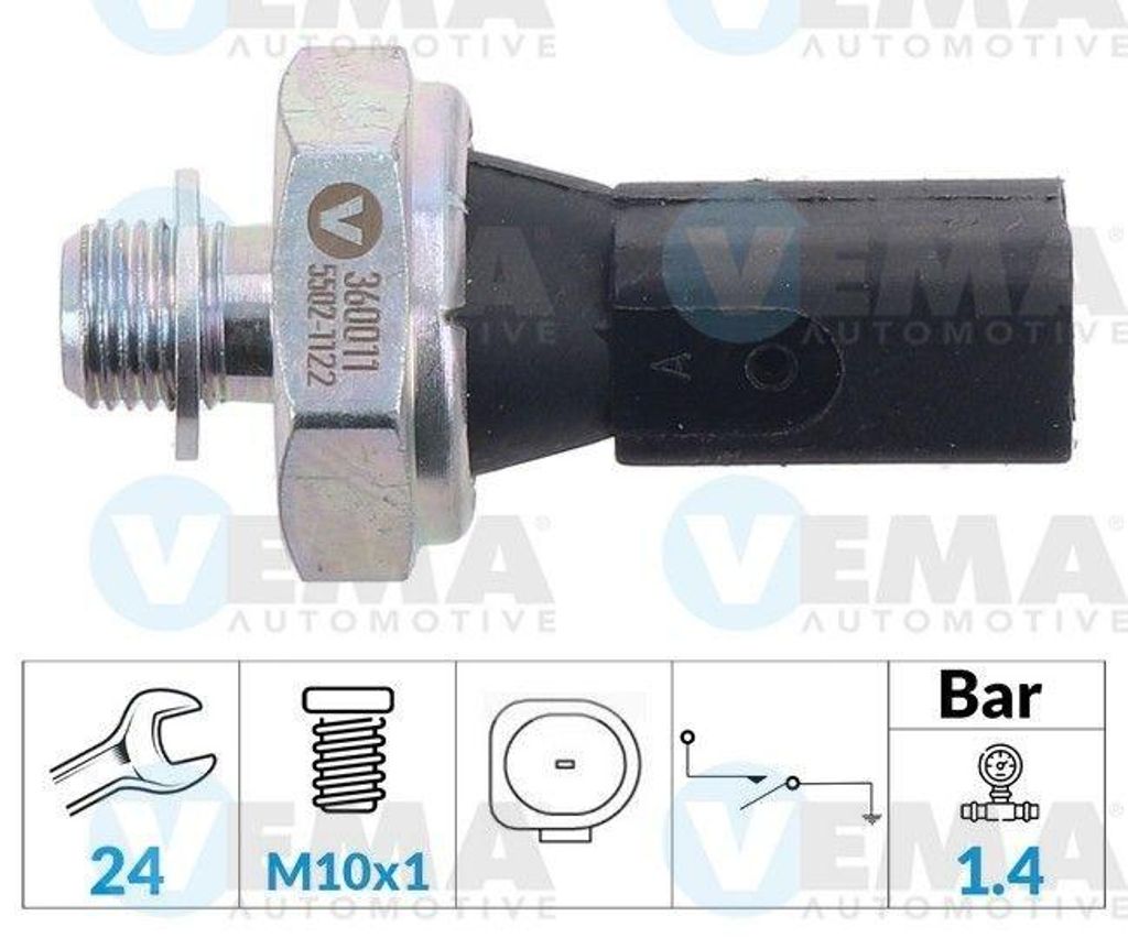 VEMA 360011 Öldruckschalter Öldrucksensor für VW Golf IV Schrägheck (1J1) GOLF VI (5K1) Golf V Schrägheck (1K1) POLO (9N) TOURAN (1T1, 1T2) TI...