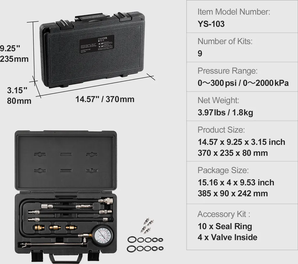 Kit testeur de compression de cylindre pour révision mécanique auto - 7