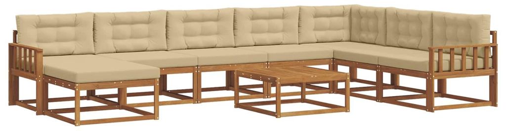 vidaXL Outdoor-Sofagarnitur mit Kissen 9 pcs Natur und Beige