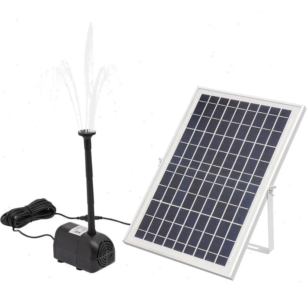 Pompe de fontaine solaire complète avec panneau 10W et moteur Brushless