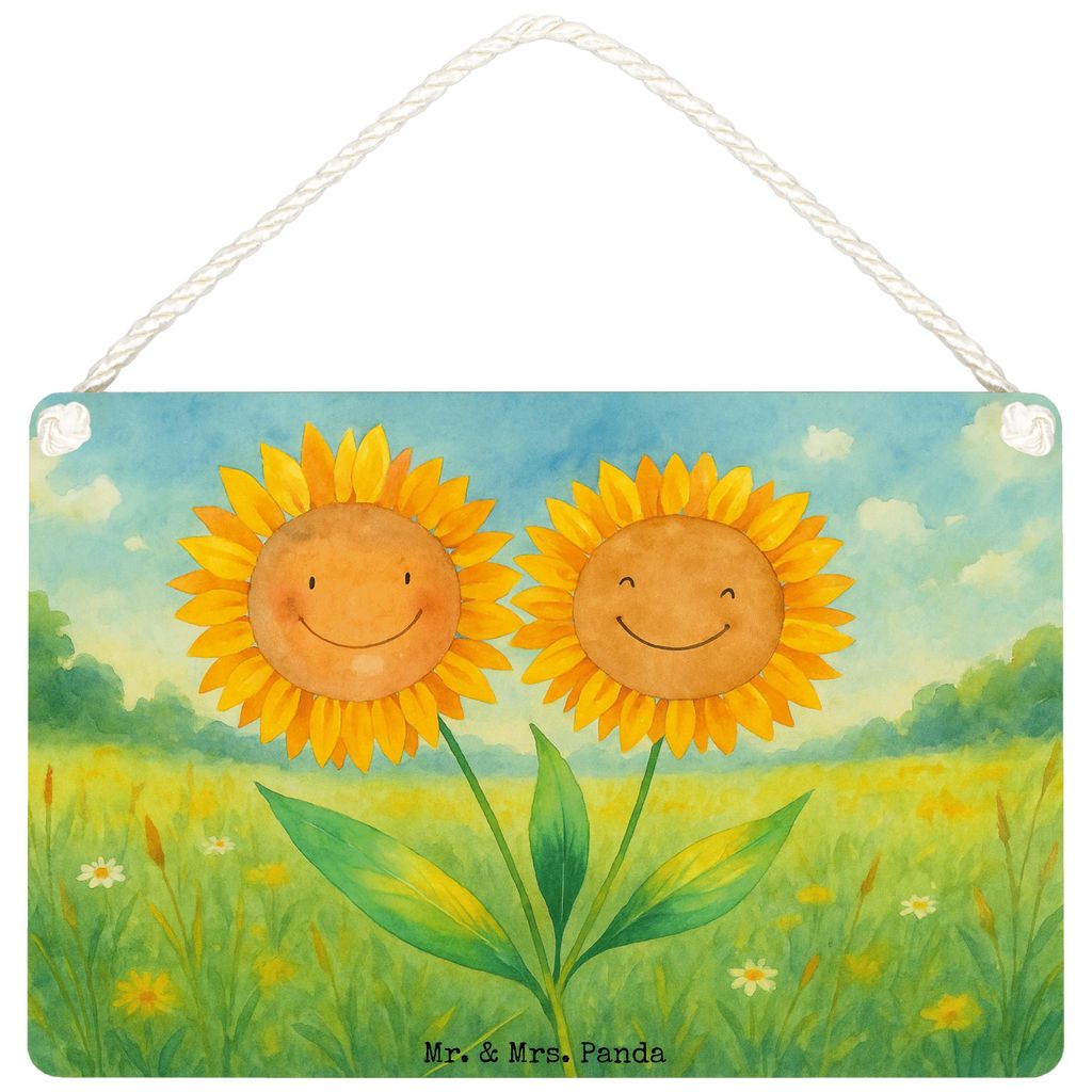 Mr. & Mrs. Panda Schild Blume Sonnenblume Design DIN A4 - Weiß - Geschenk, Zusammen, Sonnenblumen, Lieblingsmensch, kleine aufmerksamkeit, Beste F...
