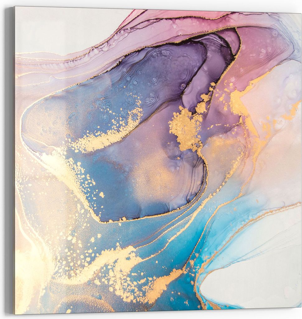 DEQORI Glasbild Echtglas 30x30 cm 'Marmorgrafik in Pastell' Wandbild Bild modern Deko