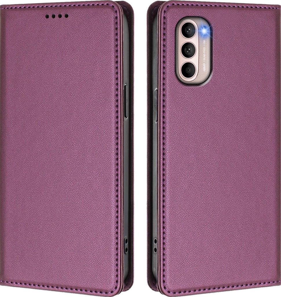 Handyhülle für Motorola Moto G41 / Moto G31, Kunstleder Klapphülle Stoßfeste Magnetische Hülle mit Ständer Lila