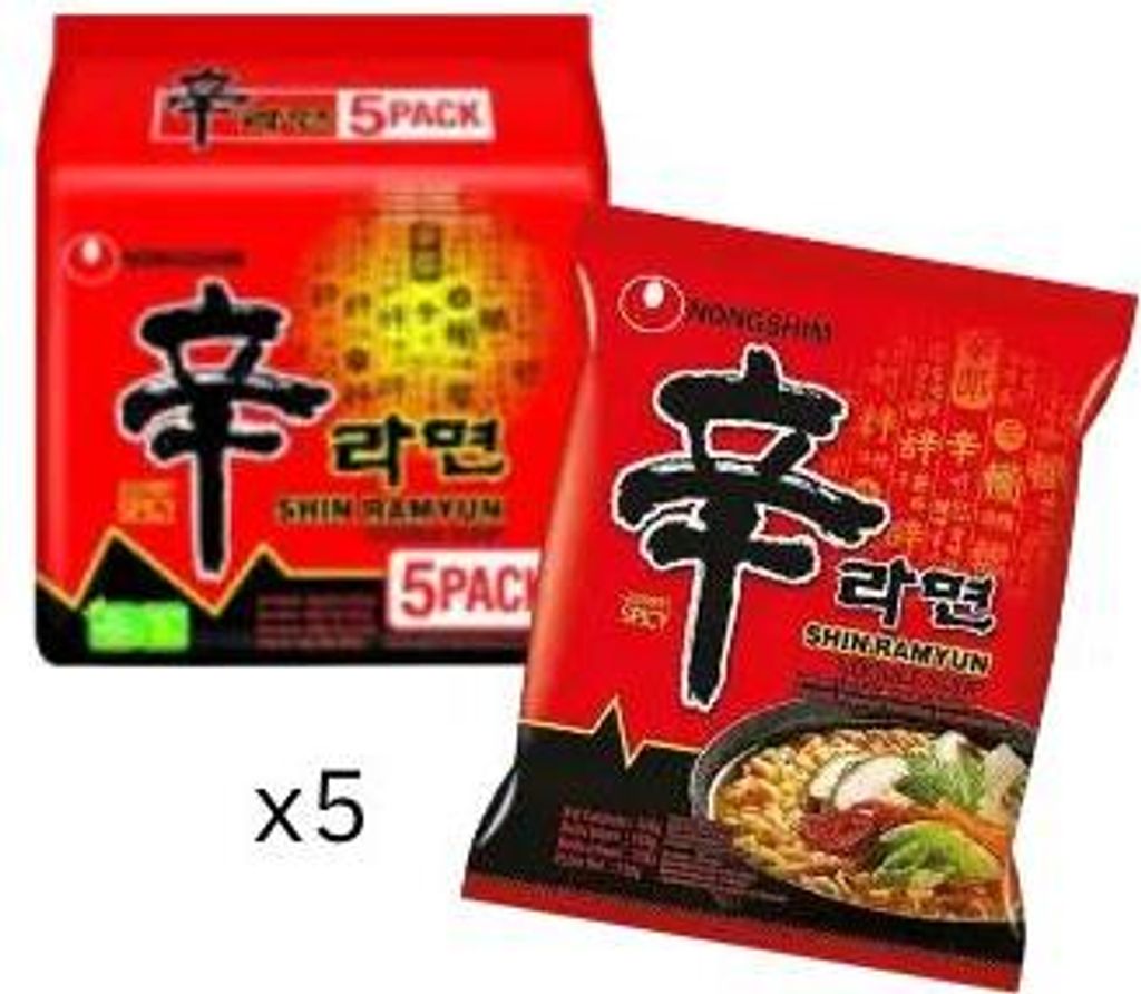 Nong Shim Instantnudeln Shin Ramyun scharf (5 x 120 g) Produktbild 