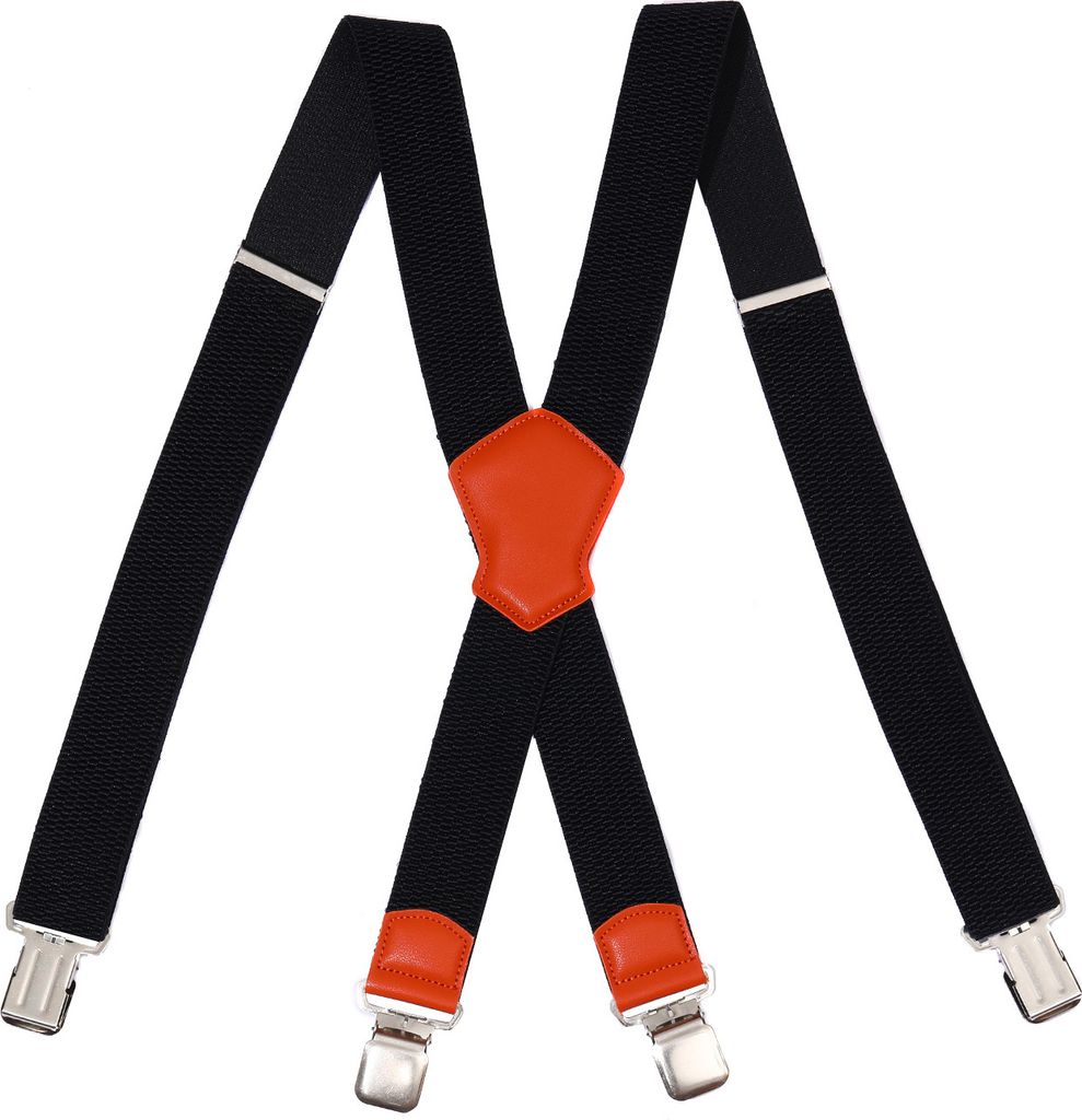 X Form Hosenträger Schwarz Orange Kornmuster Produktbild 