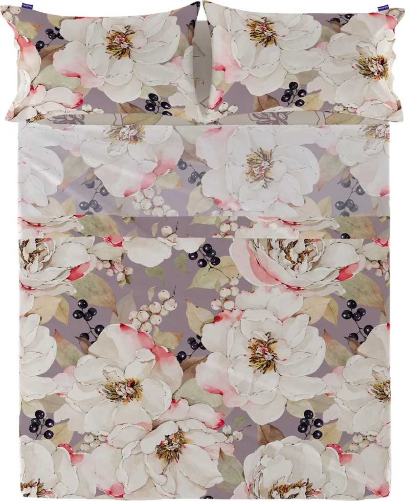 Couvre-lit d'été floral pivoines blanches pour lit 1 personne 180x270