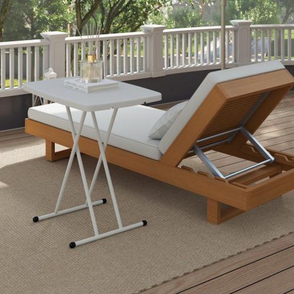 Balkontisch Beistelltisch 76 x 50 x 74 cm klappbar rechteckig 50 kg belastbar Kunststoff fuer Indoor Outdoor Garten Terrasse Weiss