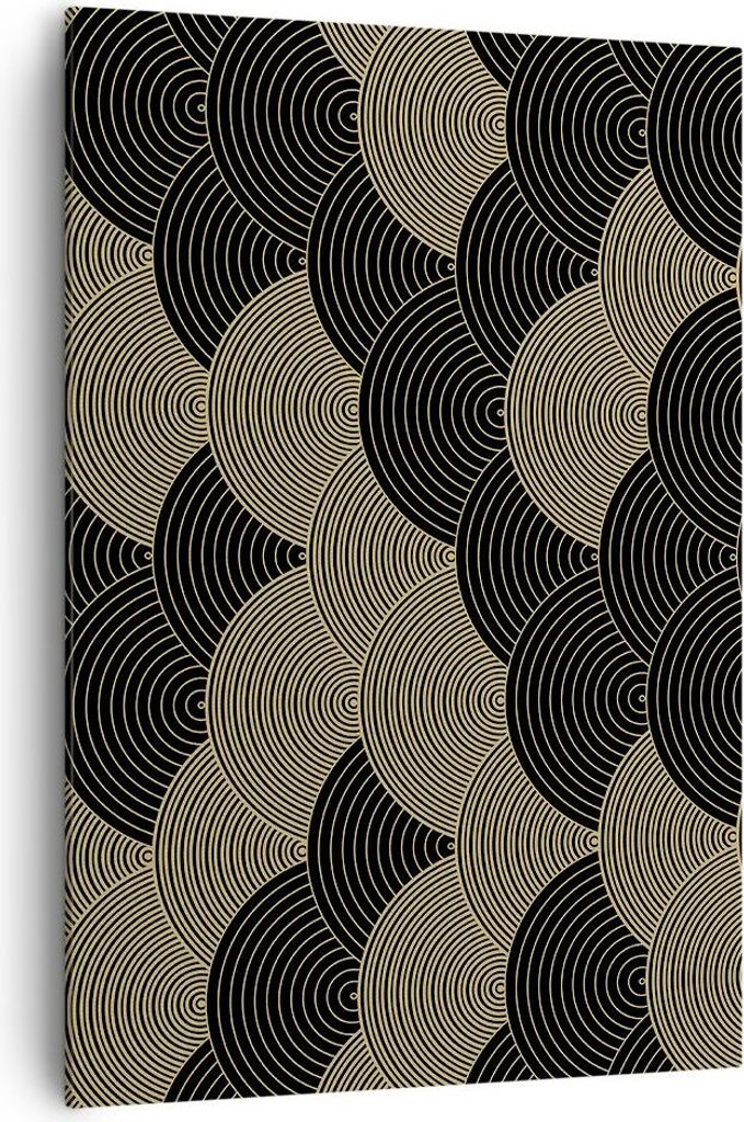 Bild auf Leinwand - Leinwandbild - Einteilig - Schwarz und Gold Kreise Grafiken - 70x100cm - Wand Bild - Wandbilder - Leinwanddruck - Wanddekoratio...