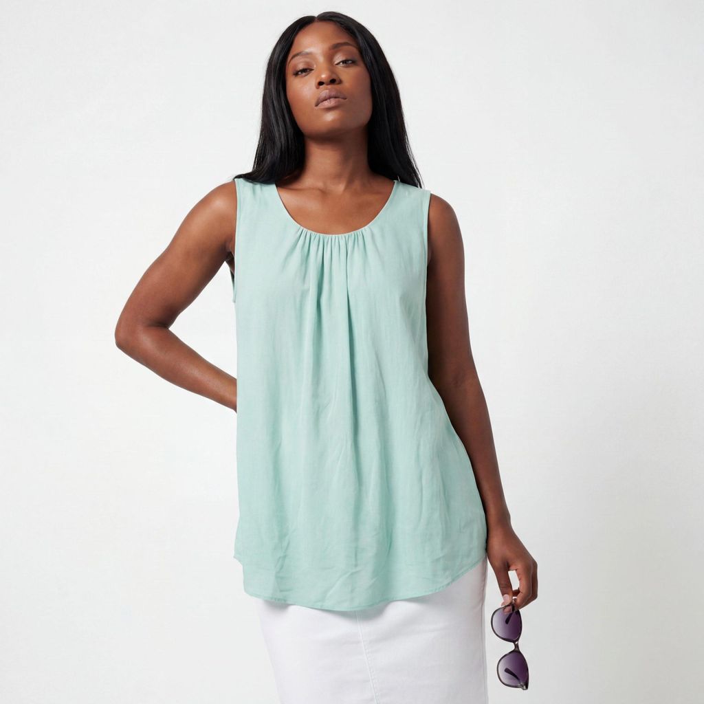 Top Long Shirt ärmelloses Sommer Oberteil Rundhals 36-50 für Damen