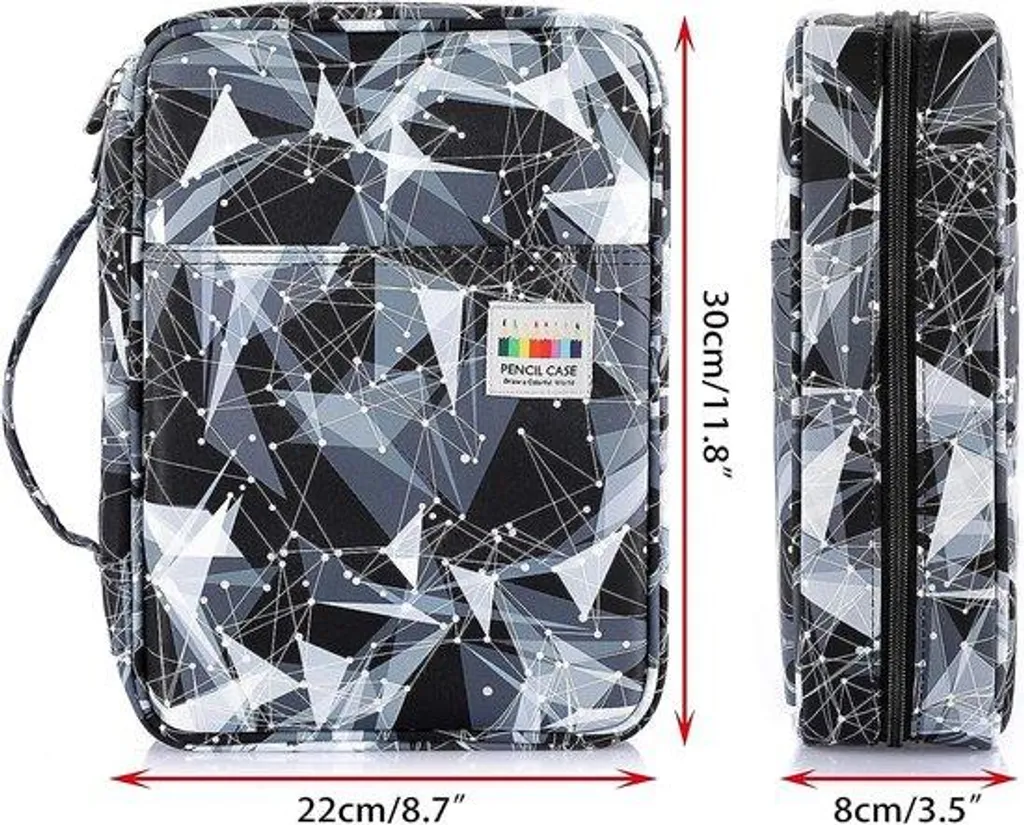 Trousse à crayons noire avec 220 emplacements pour dessin et coloriage