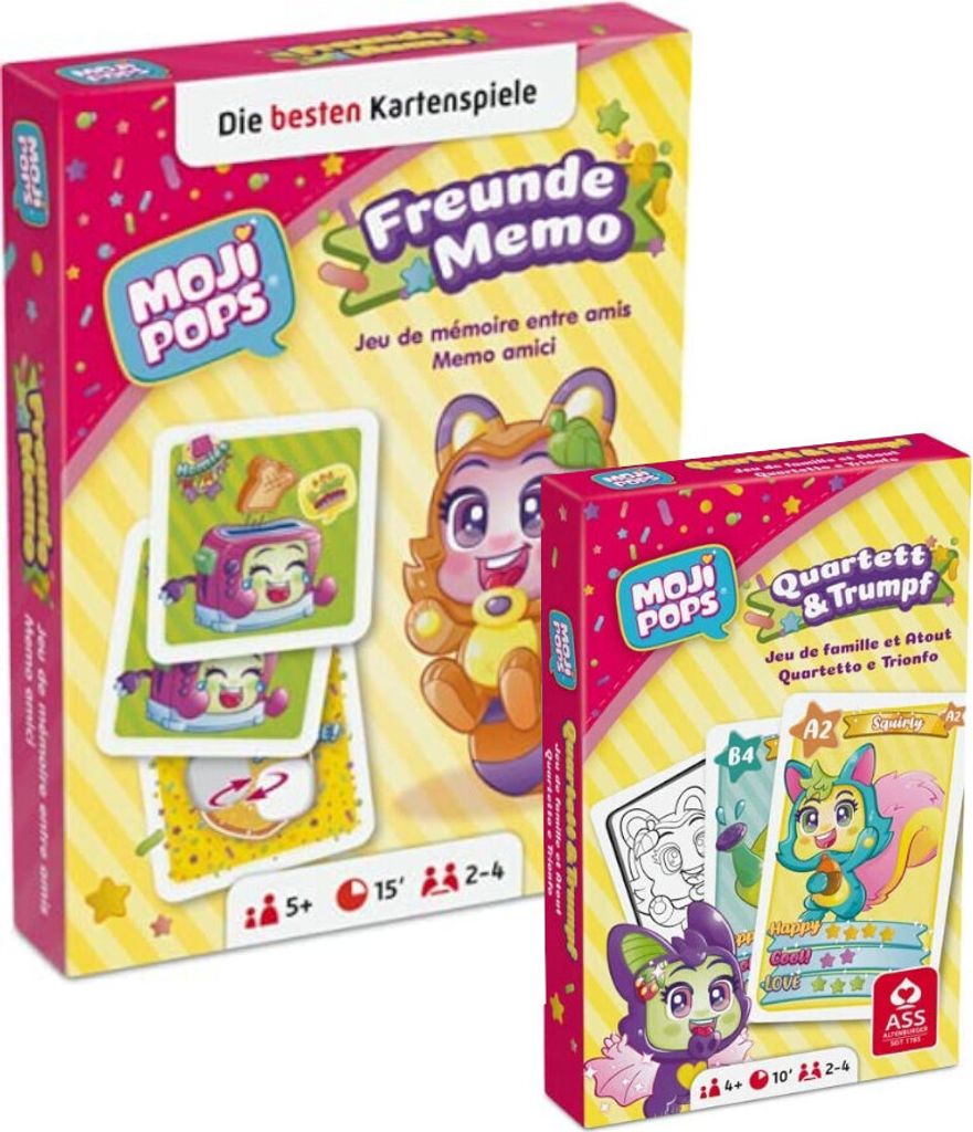 MojiPops - Spiele 2er Set - Freunde Memo + Quartett