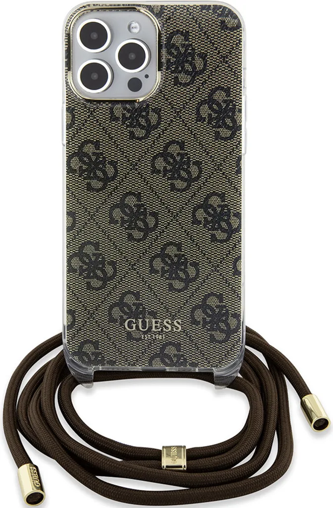 Protection iPhone 13 Pro Max Guess avec Cordon Amovible 4G Marron Pro