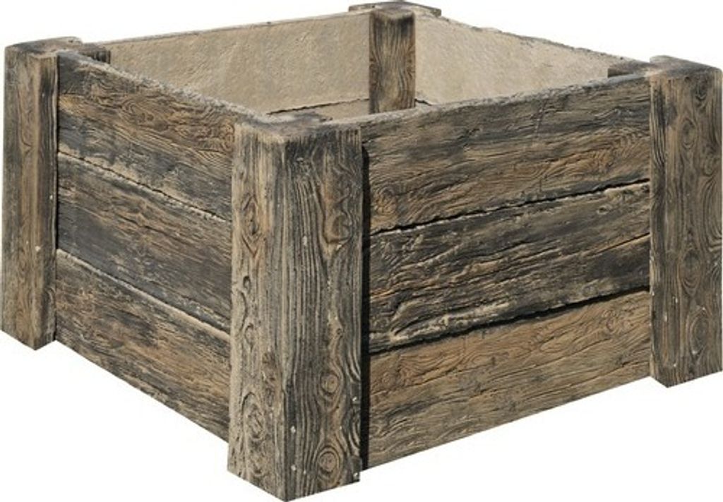 Beton Hochbeet Cube Antik dunkel braun mit vormontiertem Produktbild 