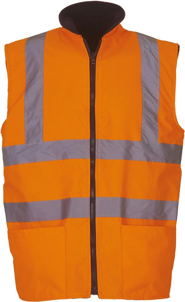 YOKO HV008F | Fluo Fleece Reversible Bodywarmer - Farbe: Fluo Orange - Größe: 2XL